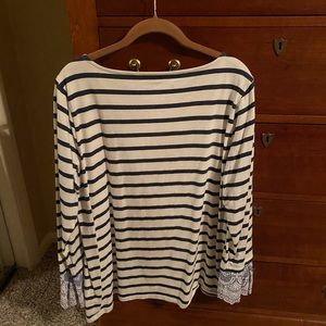 Talbots white & navy tunic with sleeve detail